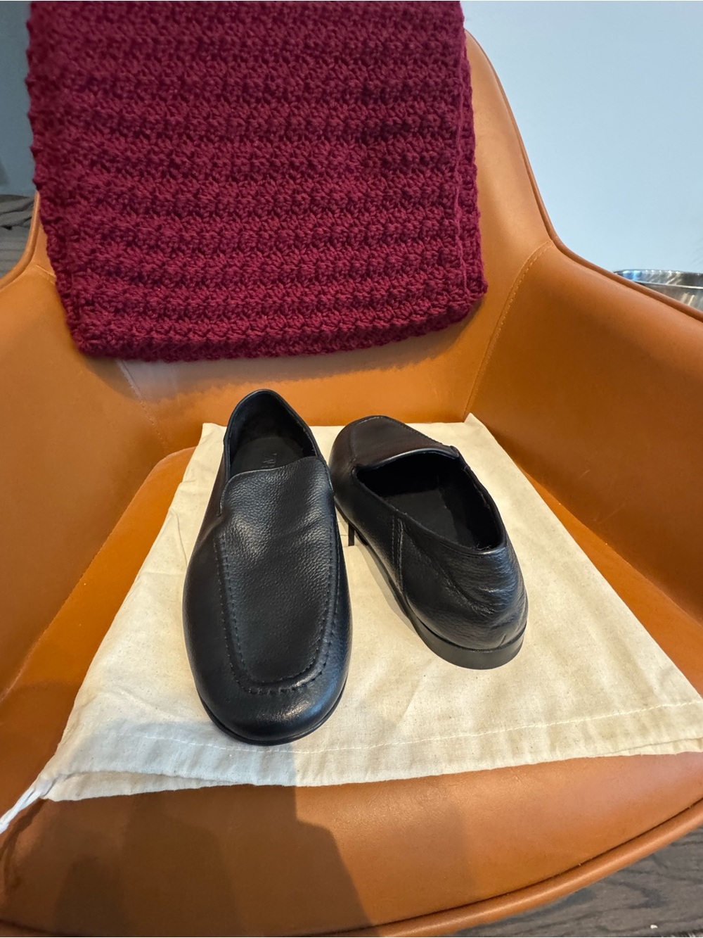 Zara Black Leather Slip-On Loafers for Men